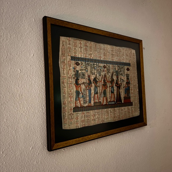 21” W x 7.25” L x 1” Custom Framed Hand Painted Papyrus Egyptian Art from Egypt - Picture 3 of 12